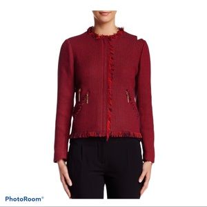 Paperwhite Textured Fringed Career Work Jacket 14